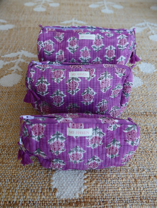 Toiletry Bag (Set of 3) - Purple Floral