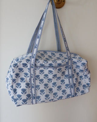The Haven Large Duffel - Blue & White Floral