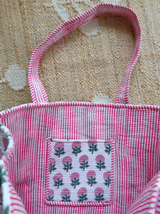 The Haven Tote Bag - Pink & Green Marigold