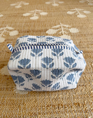 The Haven Cosmetic Pouch - Blue & White Floral