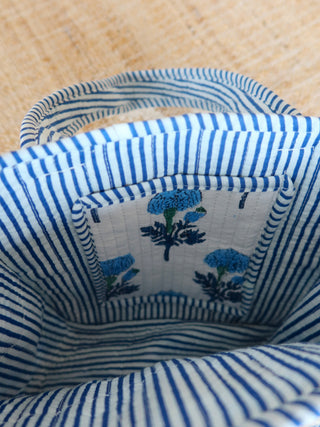 The Haven Mini Tote Bag - Blue & White Floral