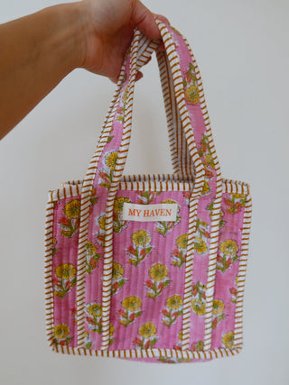 The Haven Mini Tote Bag - Pink & Yellow Marigold