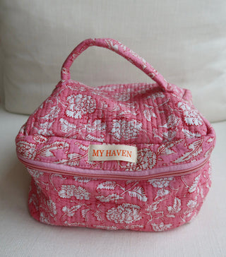 The Haven Cosmetic Bag - Pink & White Floral