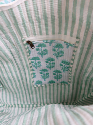 The Haven Small Duffel - White & Turquoise Floral