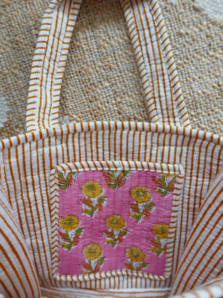 The Haven Mini Tote Bag - Pink & Yellow Marigold
