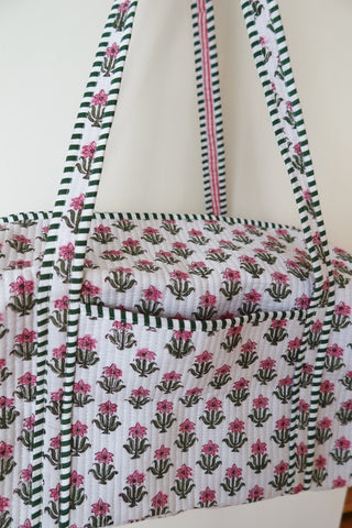 The Haven Large Duffel - Pink & Green Floral