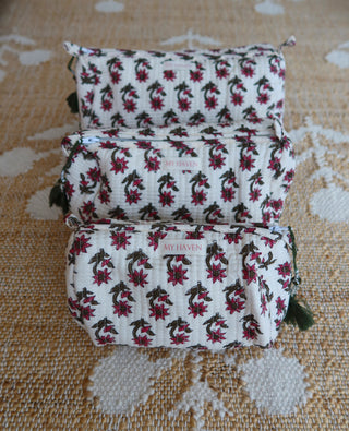 Toiletry Bag (Set of 3) - Fuchsia & Green
