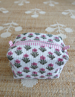 The Haven Cosmetic Pouch - Pink & Green Floral