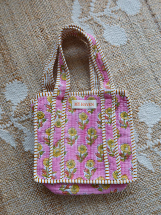 The Haven Mini Tote Bag - Pink & Yellow Marigold