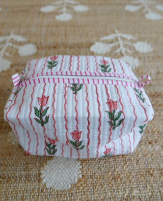 The Haven Cosmetic Pouch - Pink & Green Tulip